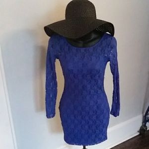 Charlotte Russe Lace Form Fitting Sheer Mini Dress